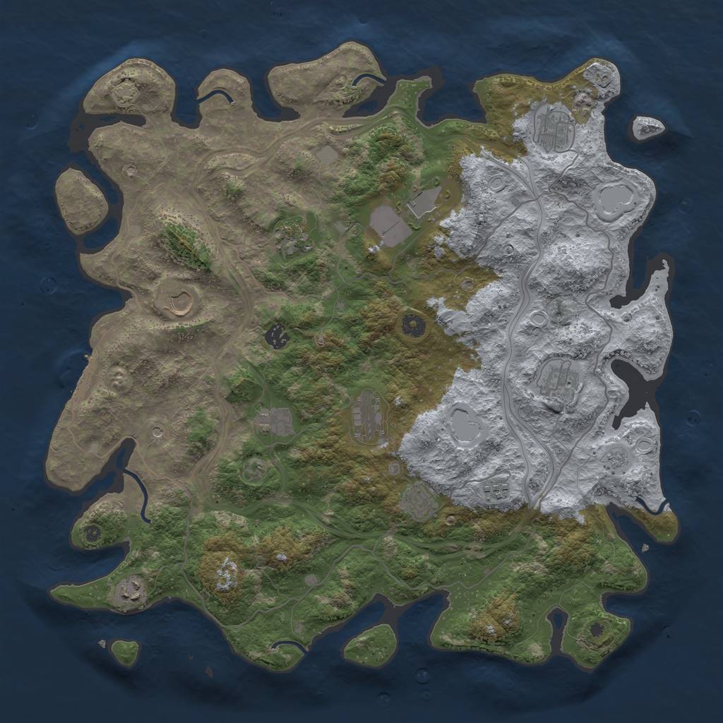 Rust Map: Procedural Map, Size: 4500, Seed: 1416657757, 18 Monuments