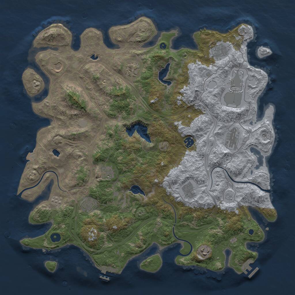 Rust Map: Procedural Map, Size: 4500, Seed: 1416657757, 17 Monuments