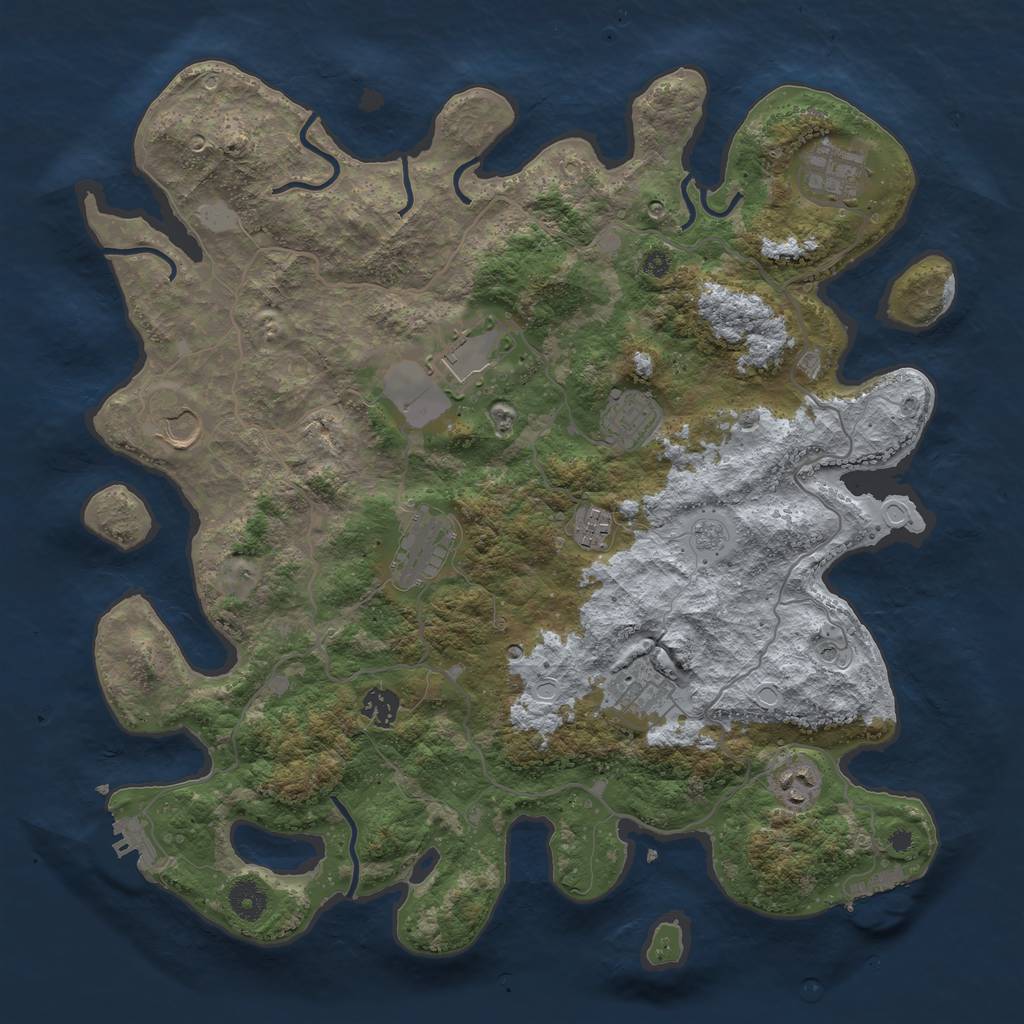 Rust Map: Procedural Map, Size: 4000, Seed: 25471438, 18 Monuments