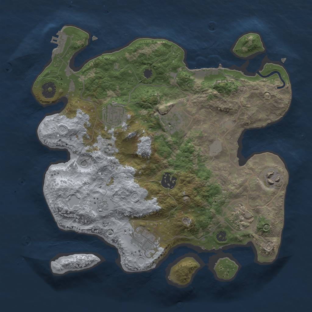 Rust Map: Procedural Map, Size: 3000, Seed: 6167, 15 Monuments