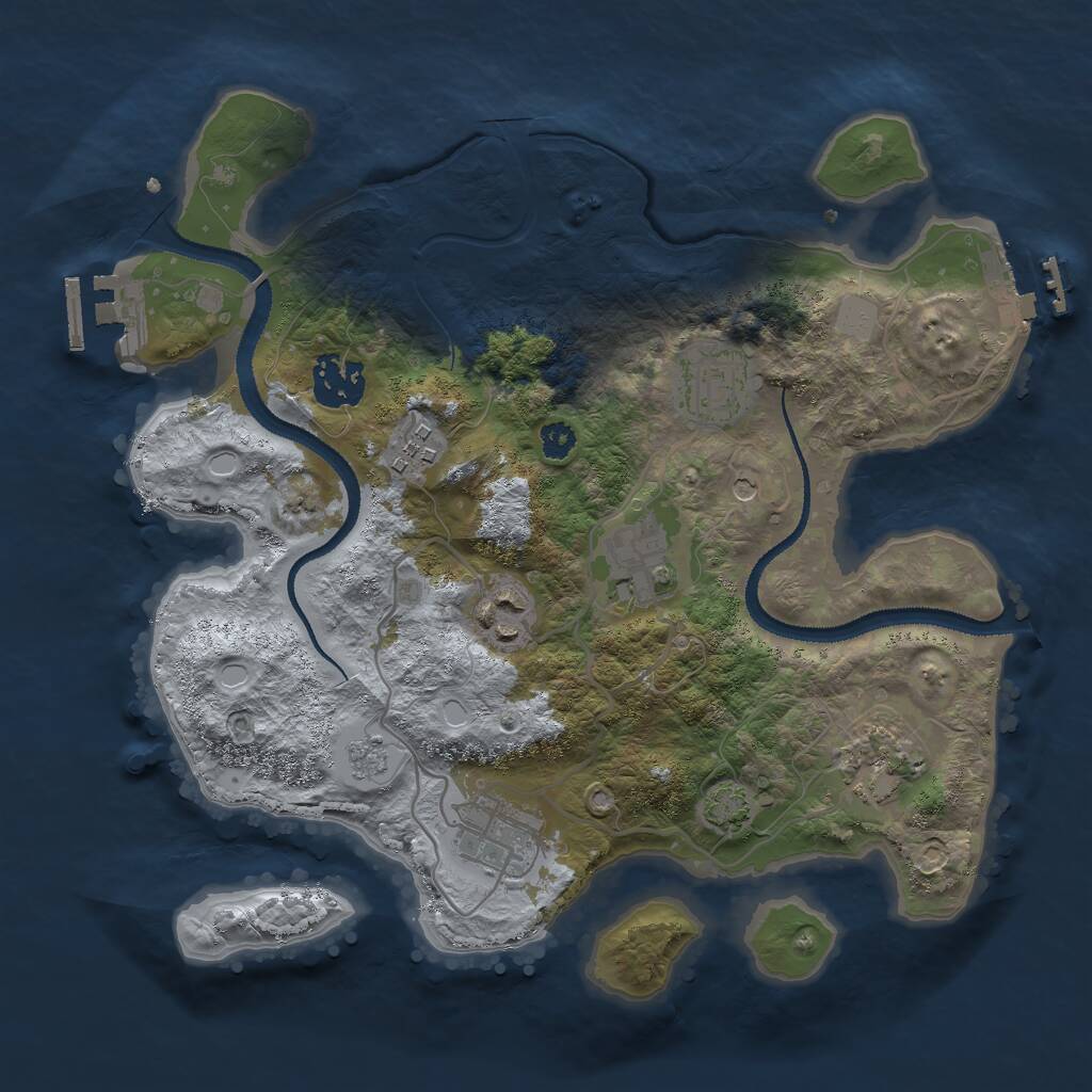 Rust Map: Procedural Map, Size: 3000, Seed: 6167, 13 Monuments