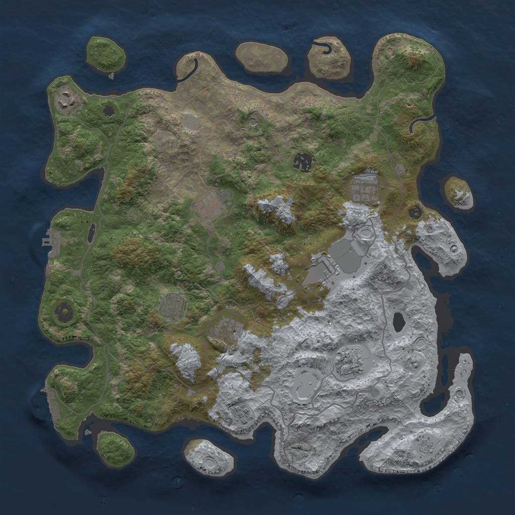 Rust Map: Procedural Map, Size: 4000, Seed: 80081355, 18 Monuments