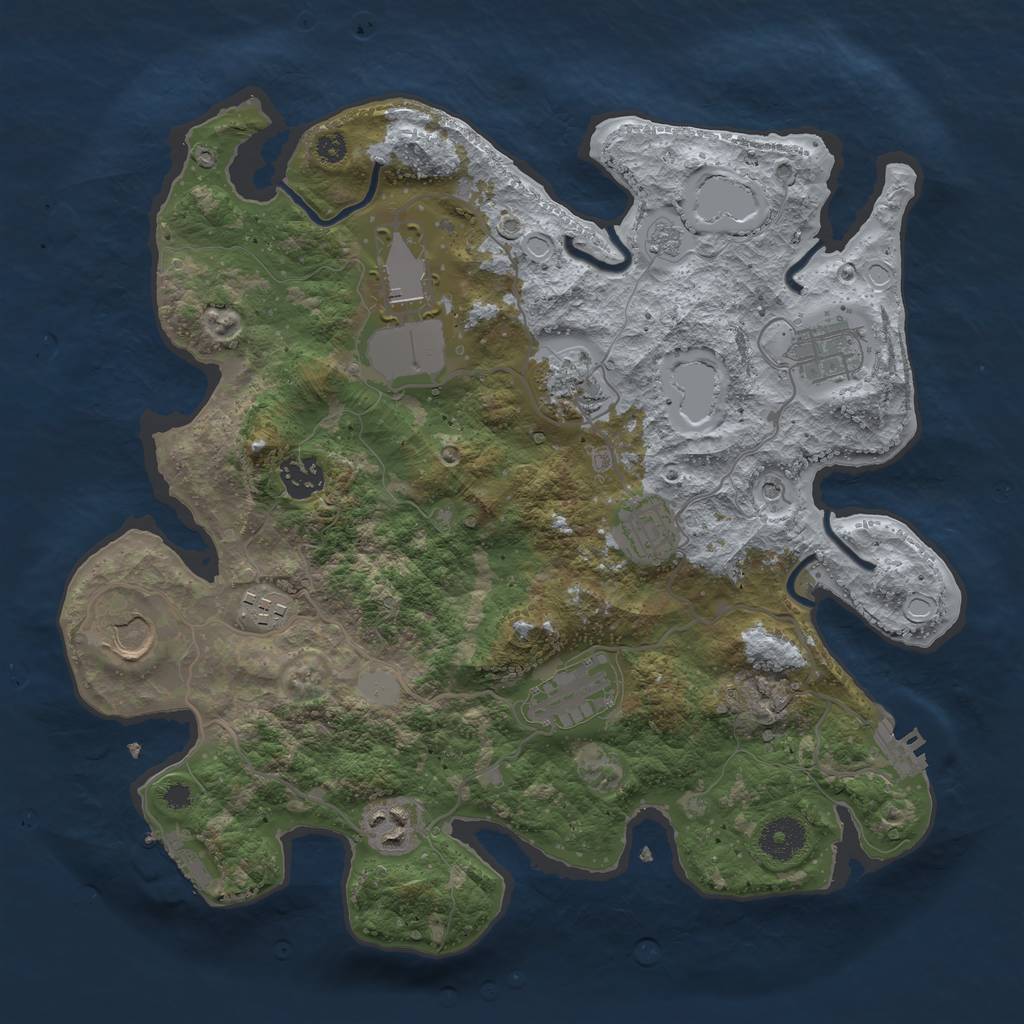 Rust Map: Procedural Map, Size: 3500, Seed: 42662842, 16 Monuments