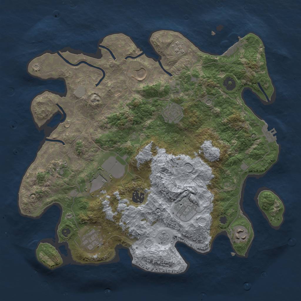 Rust Map: Procedural Map, Size: 3500, Seed: 90777837, 16 Monuments
