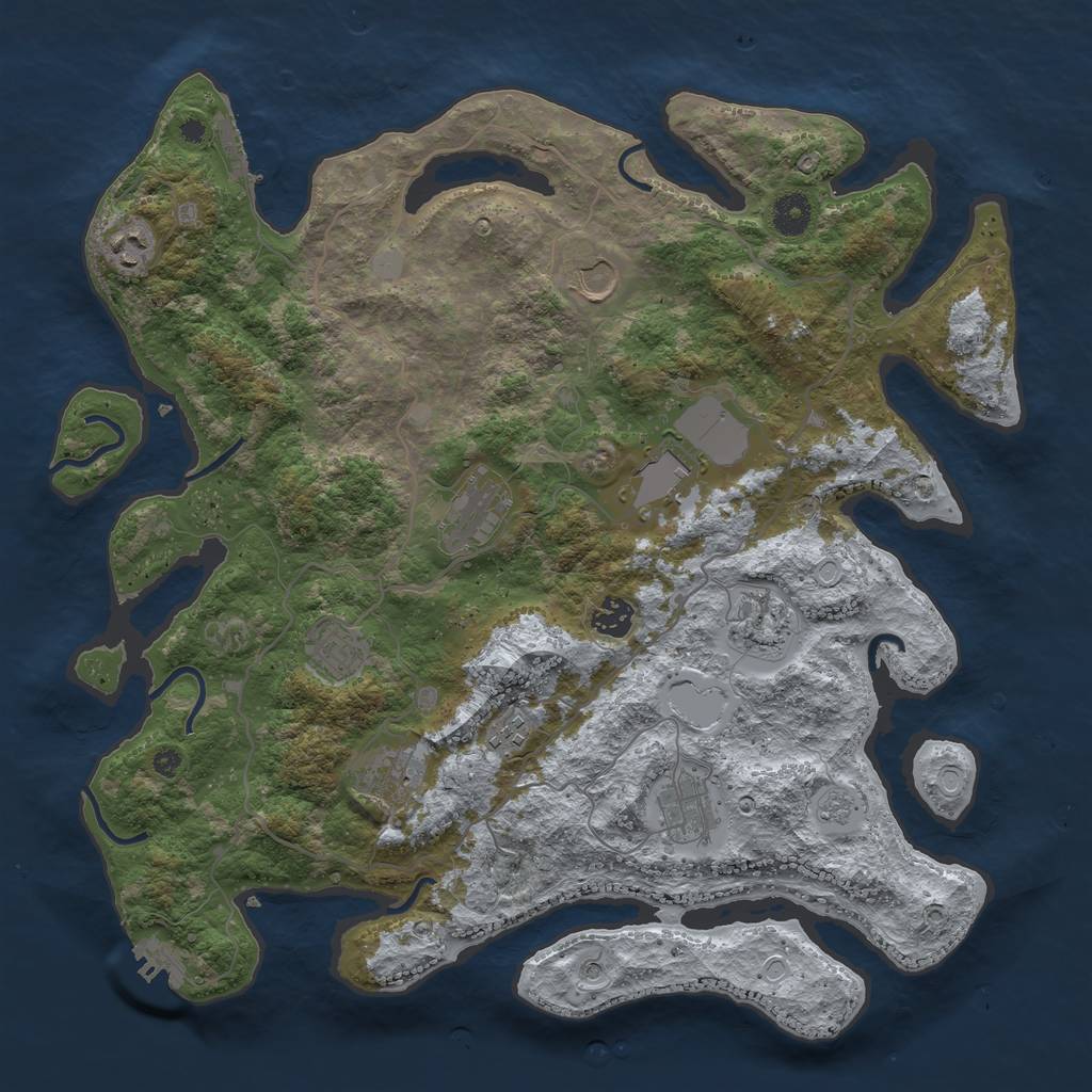 Rust Map: Procedural Map, Size: 4000, Seed: 2512, 19 Monuments