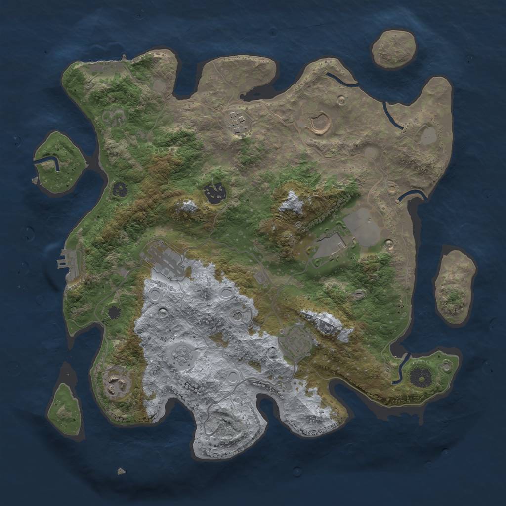 Rust Map: Procedural Map, Size: 3500, Seed: 45032778, 16 Monuments