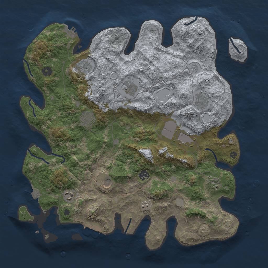 Rust Map: Procedural Map, Size: 4000, Seed: 953702906, 18 Monuments