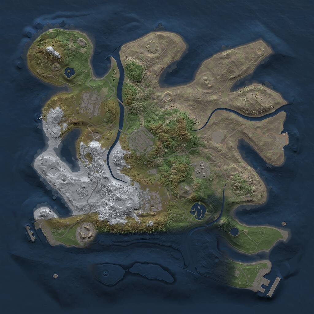 Rust Map: Procedural Map, Size: 3000, Seed: 2116887575, 12 Monuments
