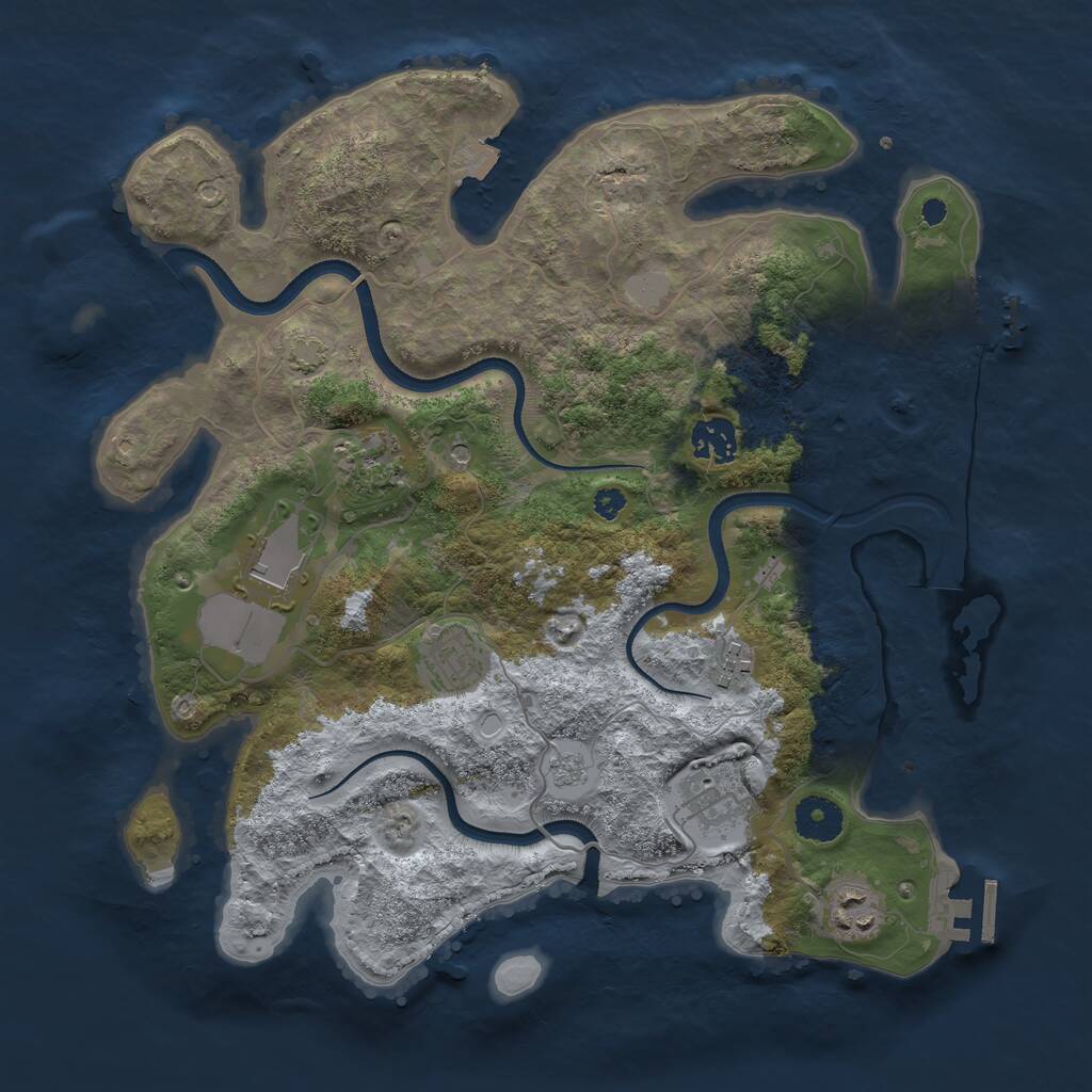 Rust Map: Procedural Map, Size: 3500, Seed: 1196637301, 13 Monuments