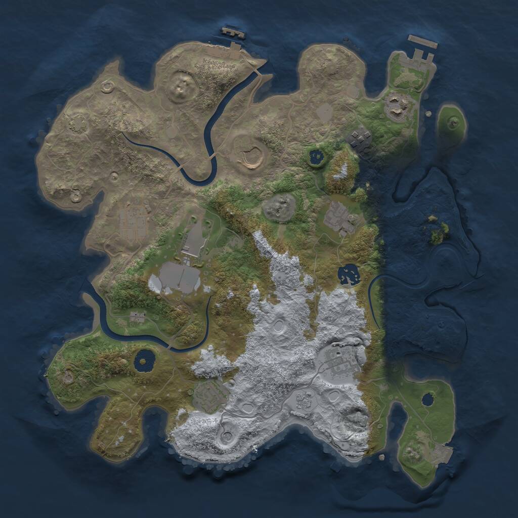 Rust Map: Procedural Map, Size: 3500, Seed: 64015698, 15 Monuments