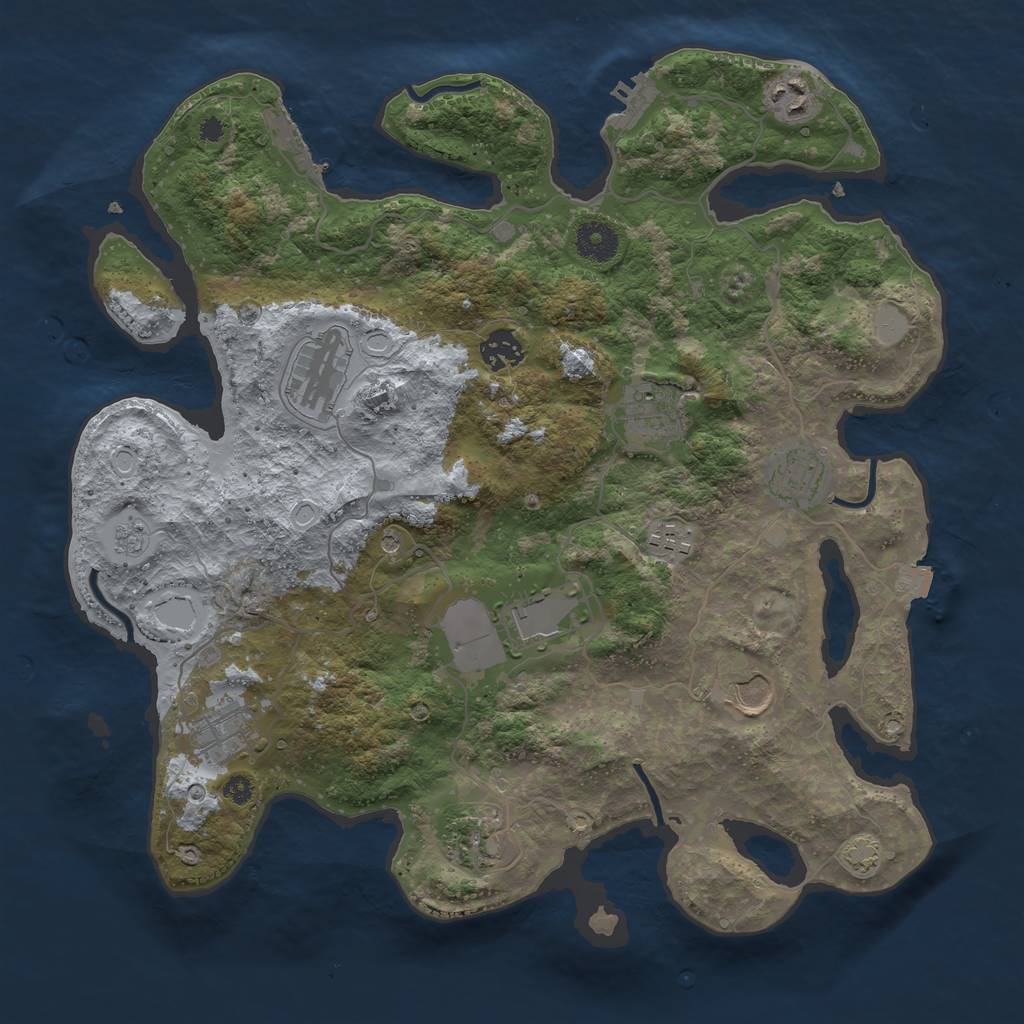 Rust Map: Procedural Map, Size: 3700, Seed: 407393666, 18 Monuments