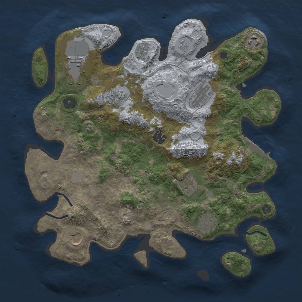 Rust Map: Procedural Map, Size: 3500, Seed: 55638678, 17 Monuments