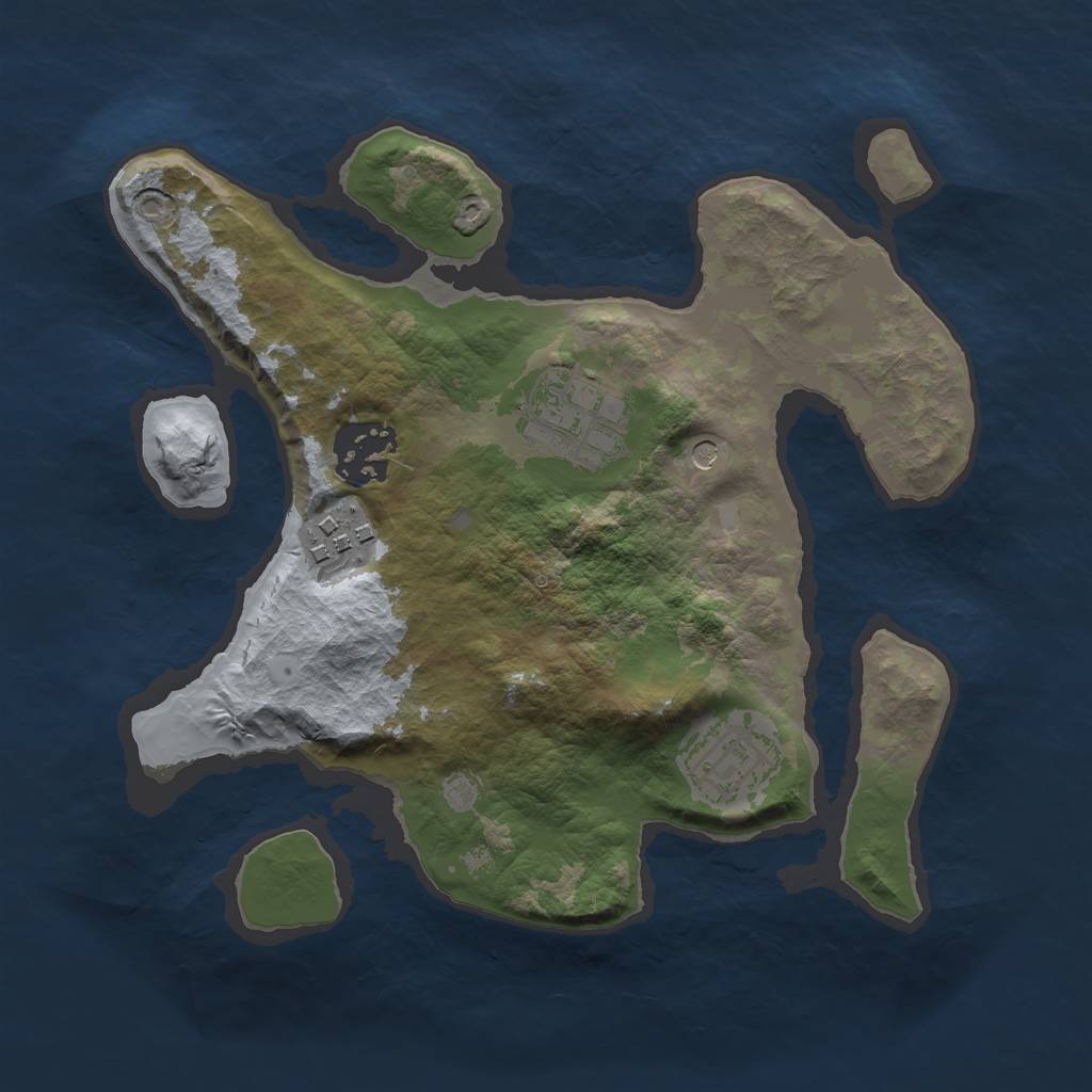Rust Map: Barren, Size: 2500, Seed: 42312, 7 Monuments