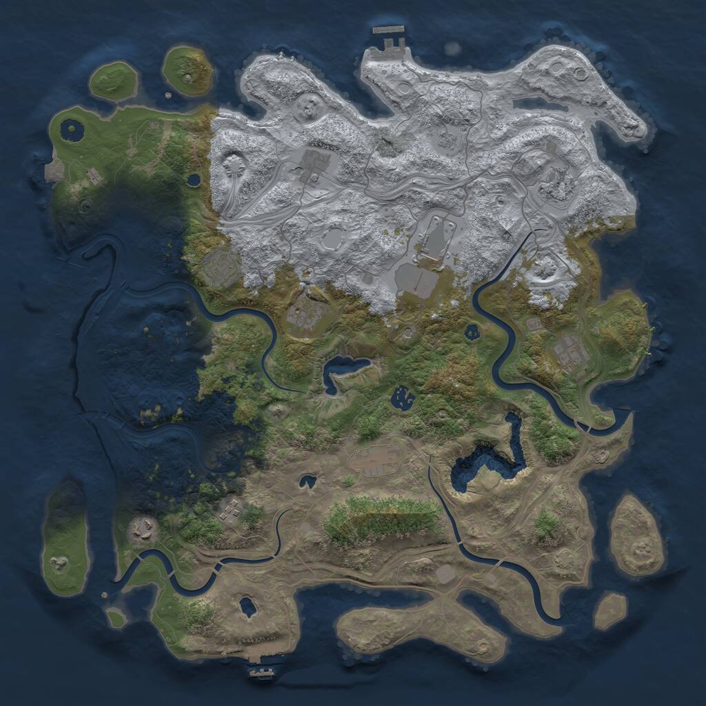 Rust Map: Procedural Map, Size: 4500, Seed: 95910944, 16 Monuments