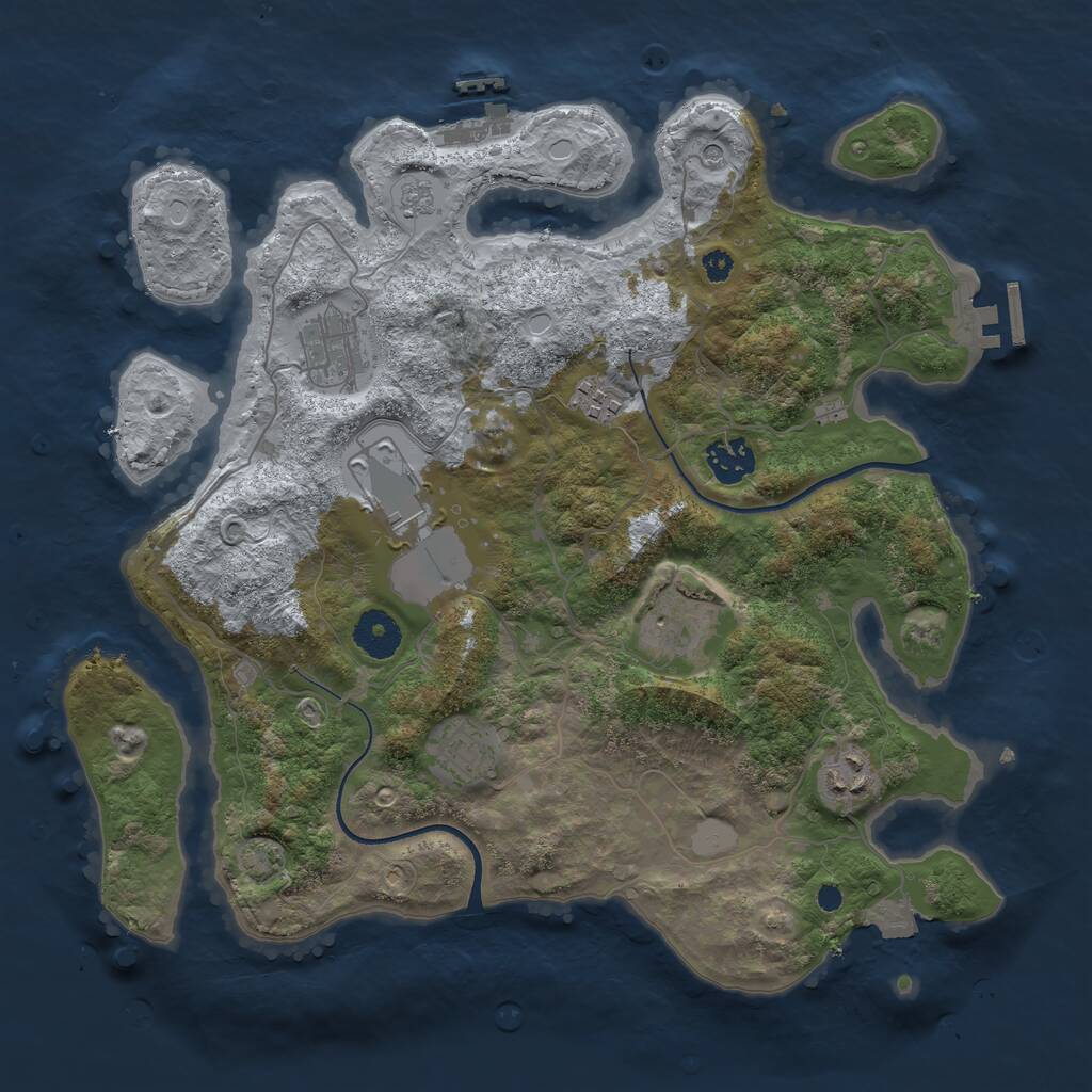 Rust Map: Procedural Map, Size: 3500, Seed: 128636934, 13 Monuments