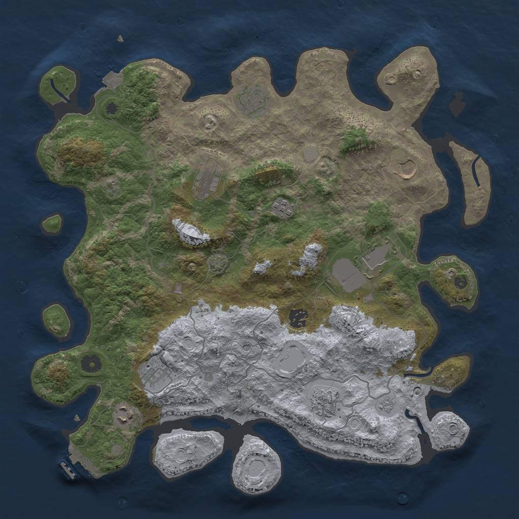 Rust Map: Procedural Map, Size: 4000, Seed: 227867843, 16 Monuments