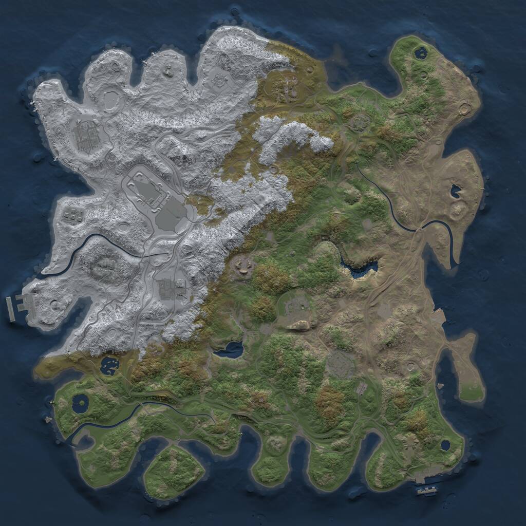 Rust Map: Procedural Map, Size: 4250, Seed: 2092181075, 15 Monuments