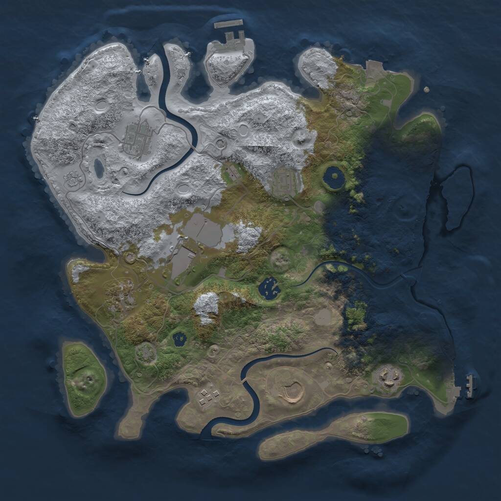 Rust Map: Procedural Map, Size: 3500, Seed: 519616, 14 Monuments