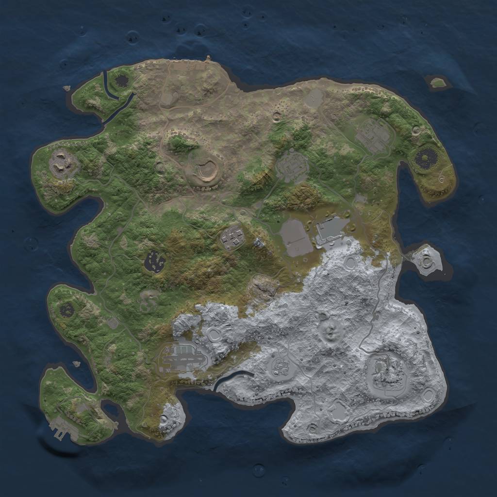 Rust Map: Procedural Map, Size: 3500, Seed: 546313, 17 Monuments