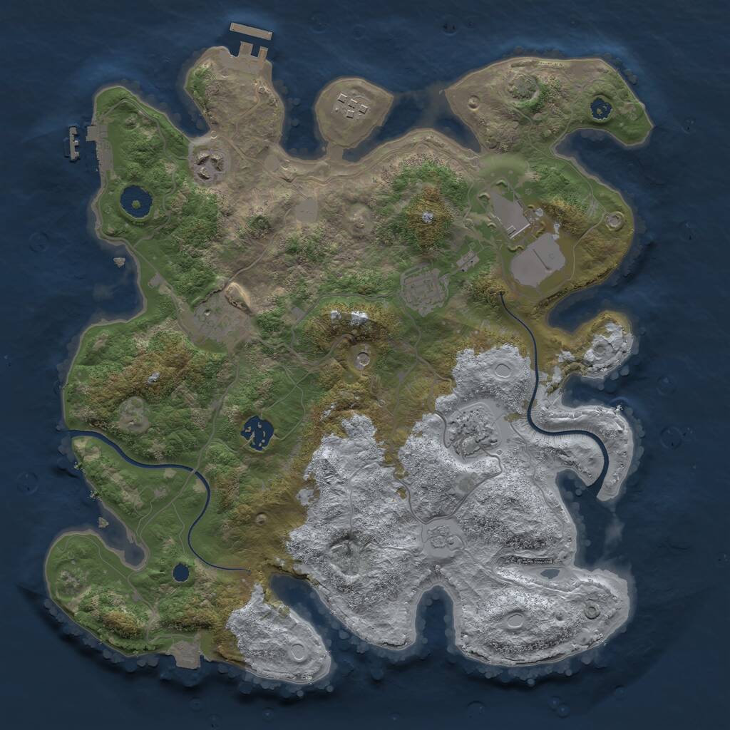 Rust Map: Procedural Map, Size: 3500, Seed: 2099300933, 13 Monuments