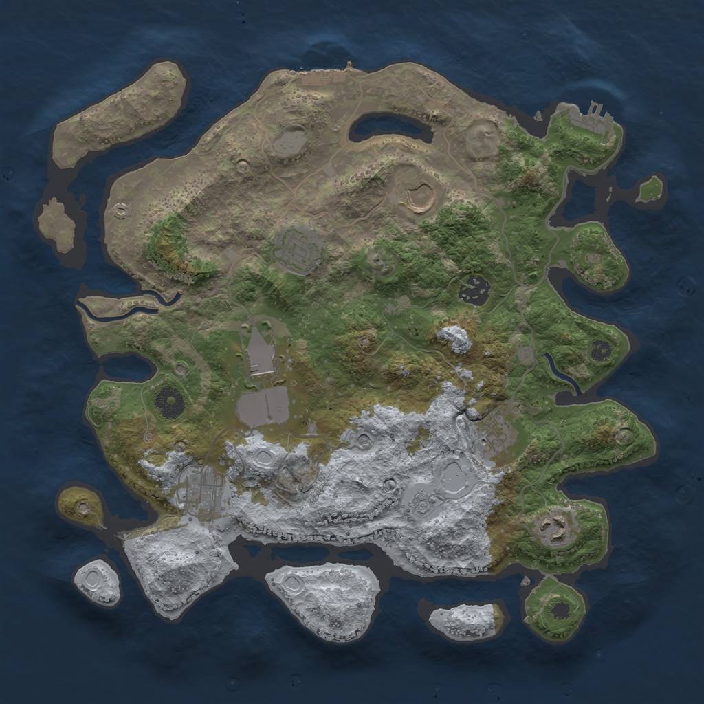 Rust Map: Procedural Map, Size: 3500, Seed: 15111, 16 Monuments