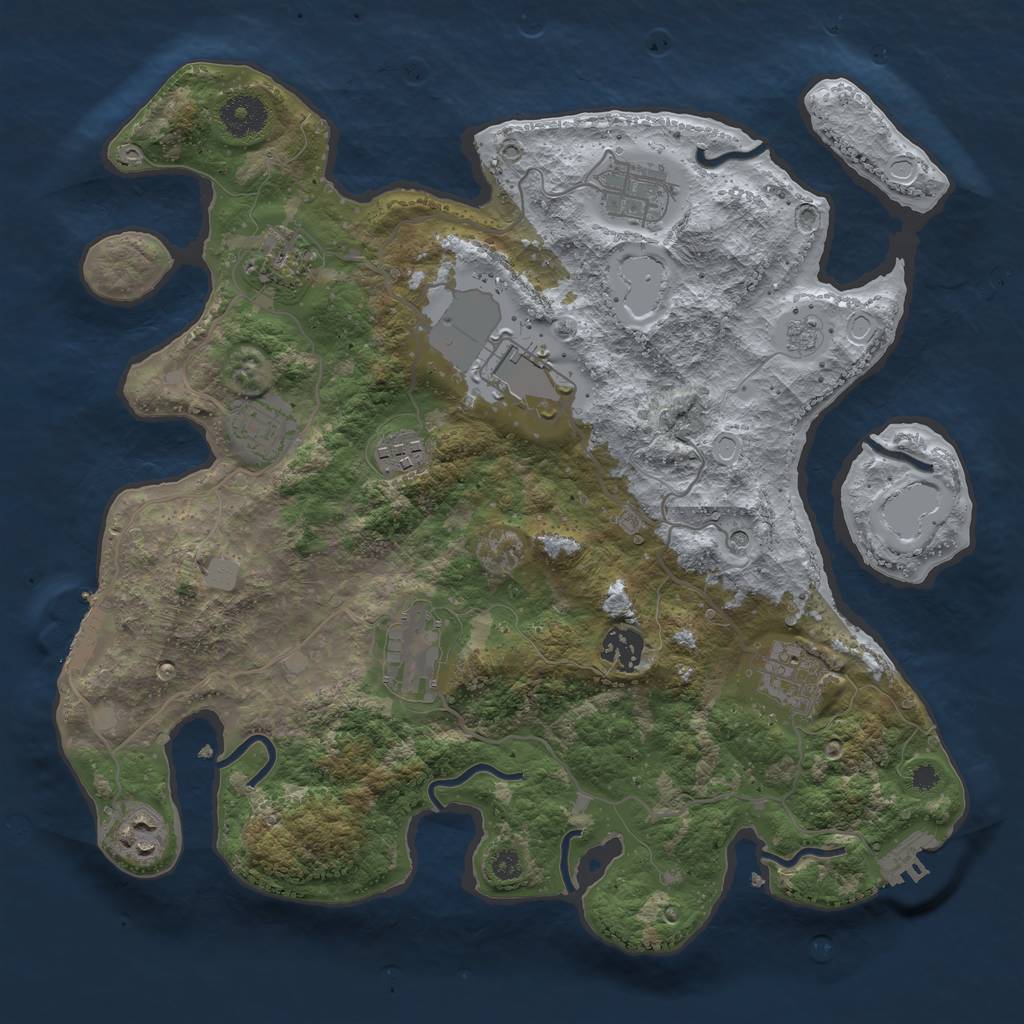 Rust Map: Procedural Map, Size: 3500, Seed: 24726758, 18 Monuments