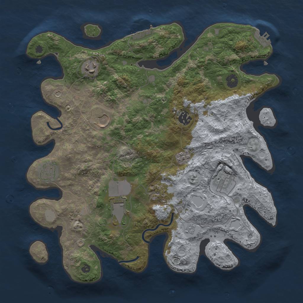 Rust Map: Procedural Map, Size: 3500, Seed: 20956997, 17 Monuments