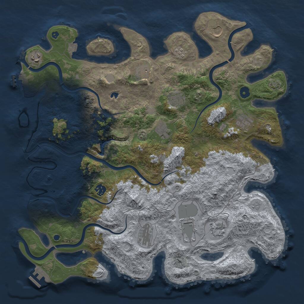 Rust Map: Procedural Map, Size: 4200, Seed: 242, 17 Monuments