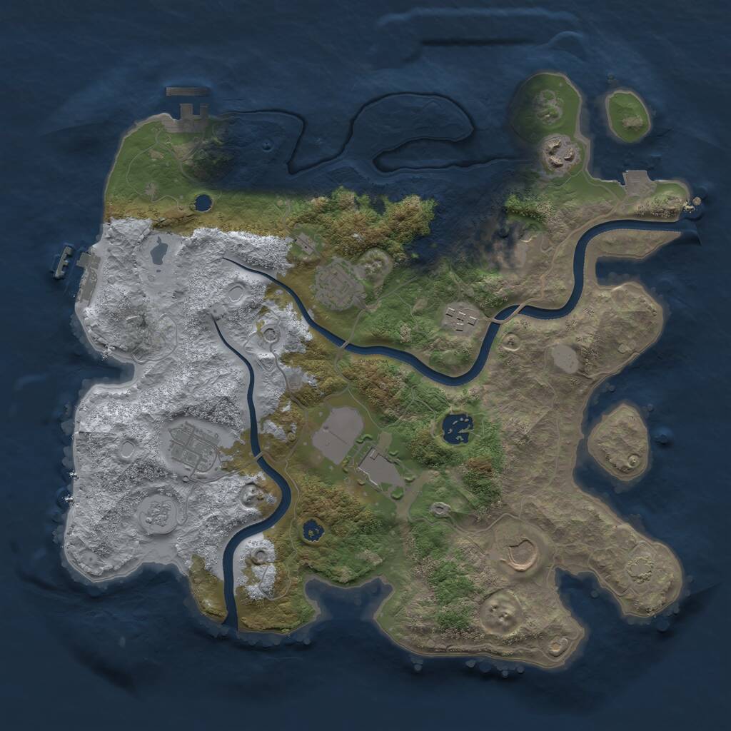 Rust Map: Procedural Map, Size: 3500, Seed: 78308080, 14 Monuments