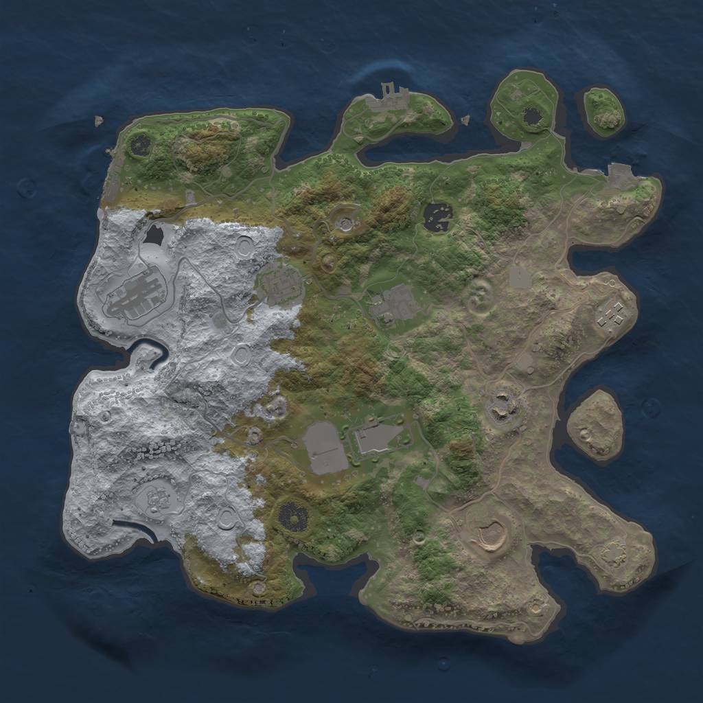 Rust Map: Procedural Map, Size: 3500, Seed: 78308080, 16 Monuments