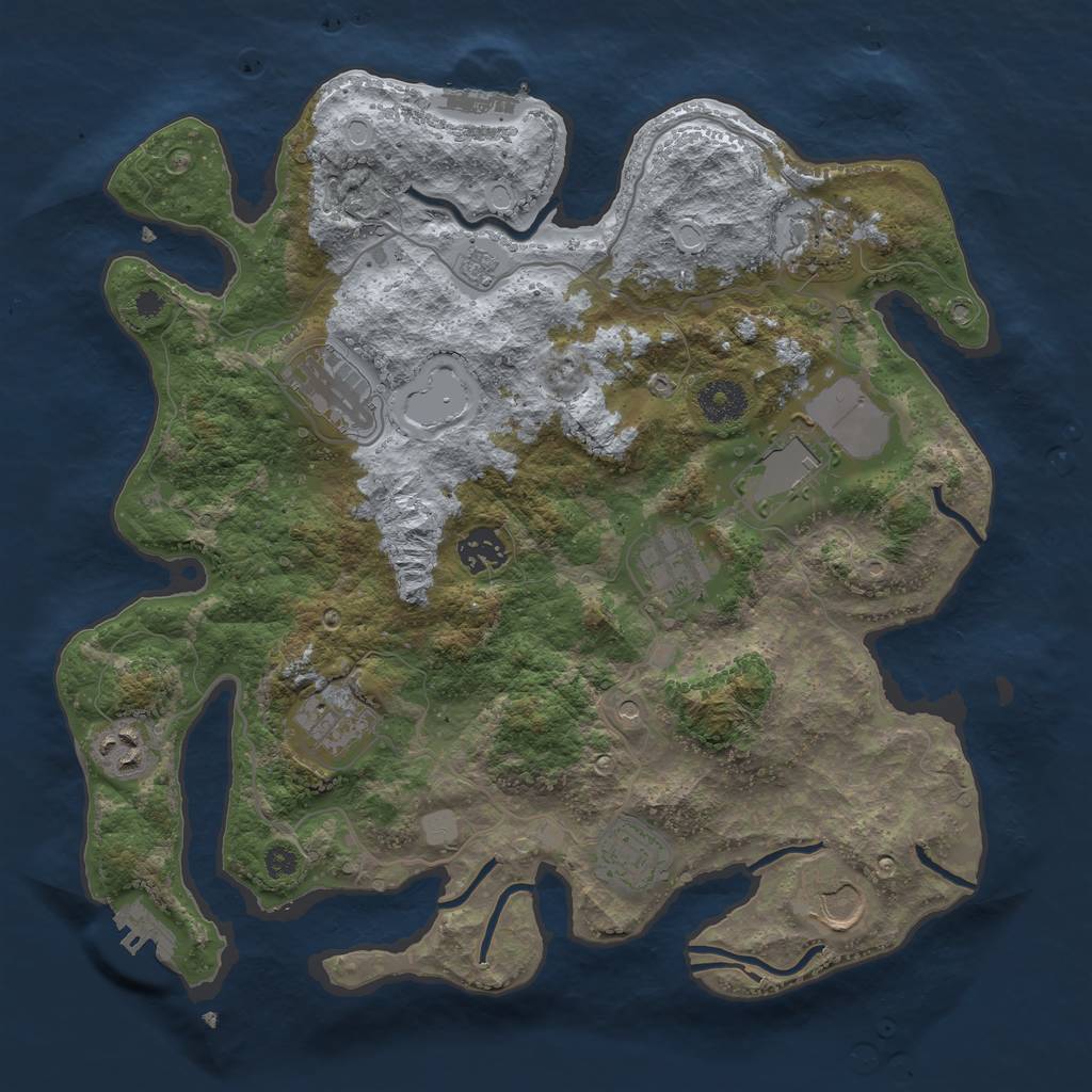 Rust Map: Procedural Map, Size: 3500, Seed: 105289546, 18 Monuments
