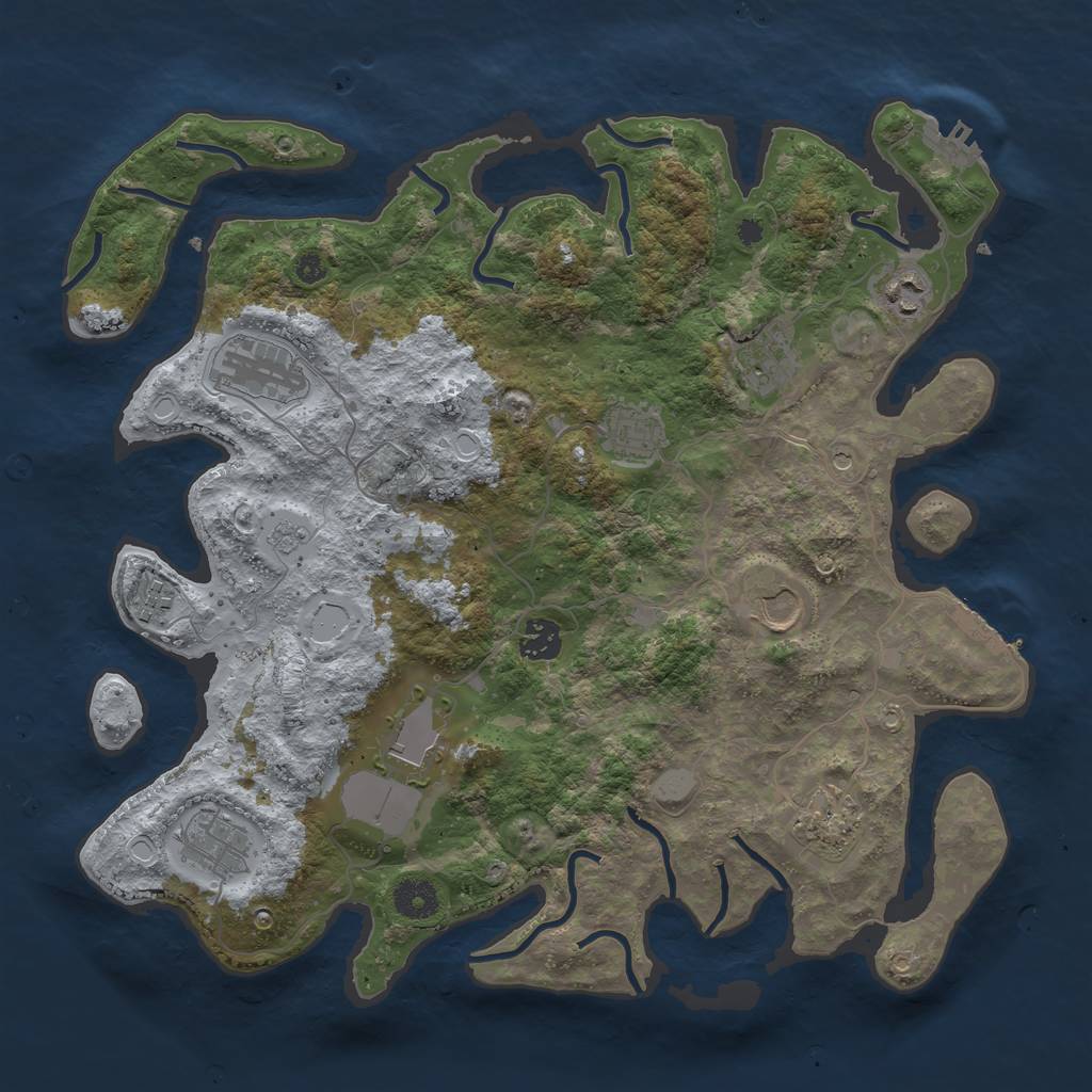 Rust Map: Procedural Map, Size: 3800, Seed: 48044556, 19 Monuments