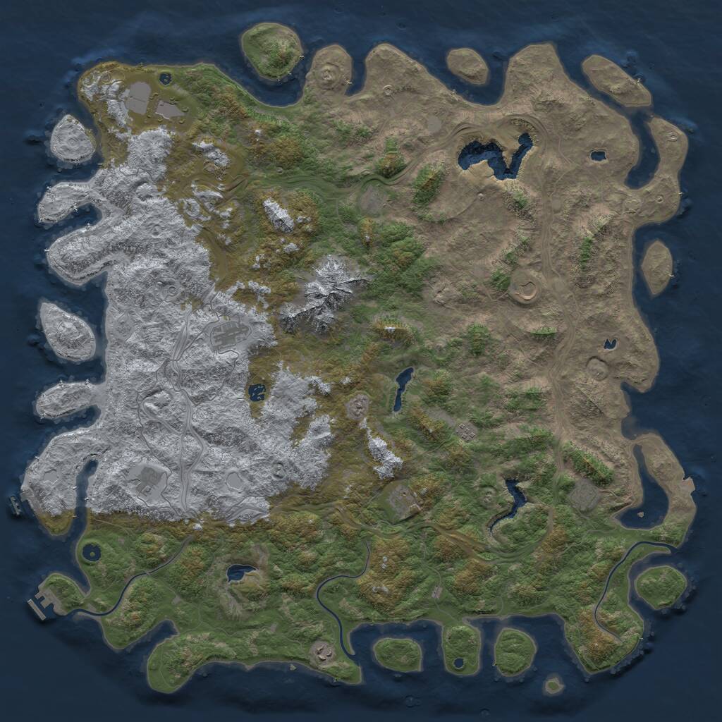 Rust Map: Procedural Map, Size: 6000, Seed: 14888841, 17 Monuments