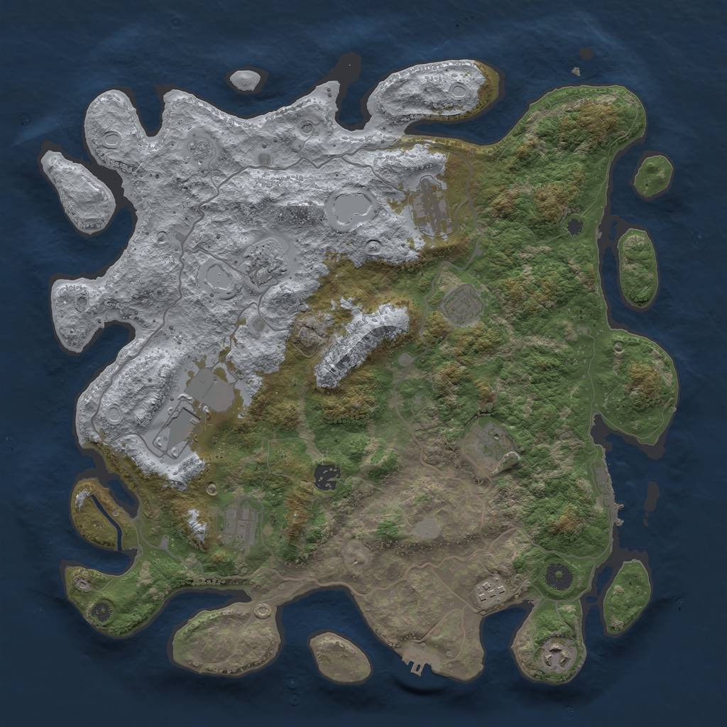 Rust Map: Procedural Map, Size: 4050, Seed: 1176559792, 18 Monuments