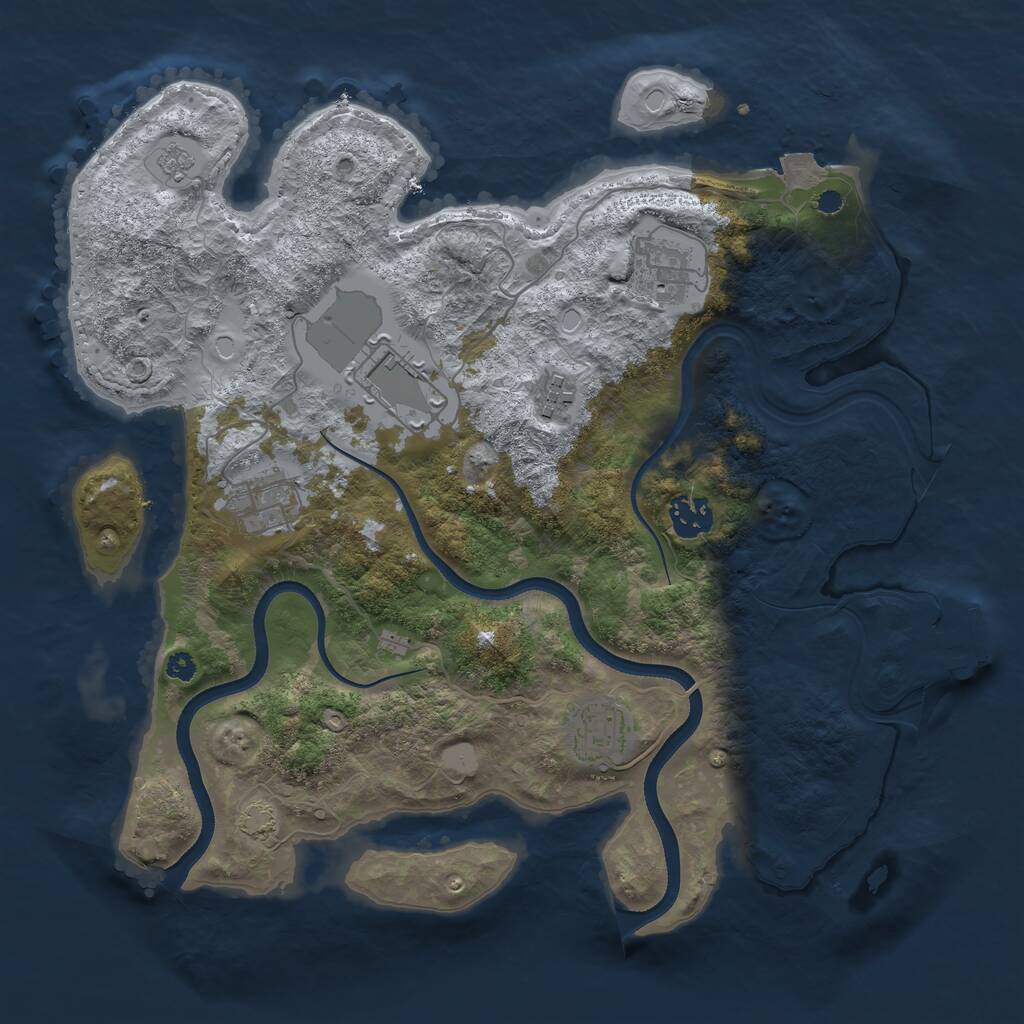 Rust Map: Procedural Map, Size: 3500, Seed: 15448991, 10 Monuments