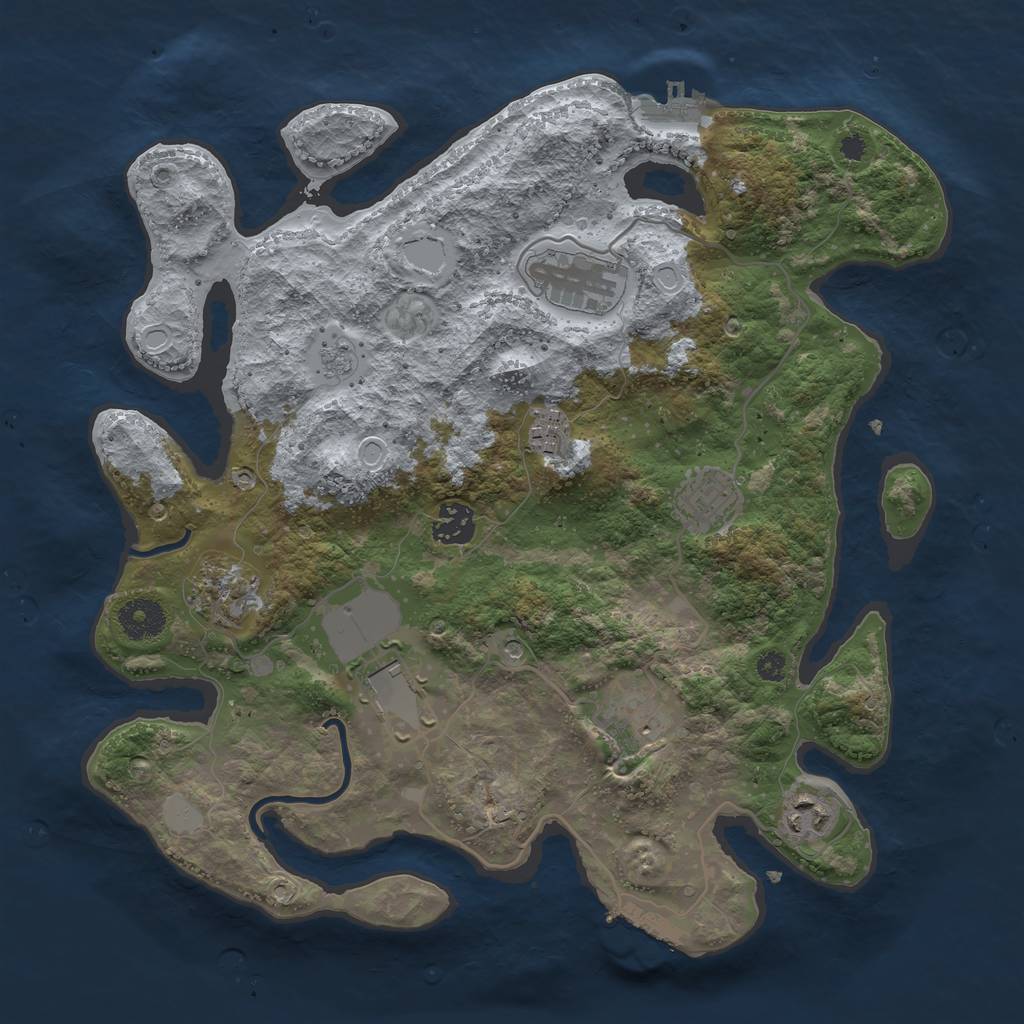 Rust Map: Procedural Map, Size: 3500, Seed: 30825578, 17 Monuments