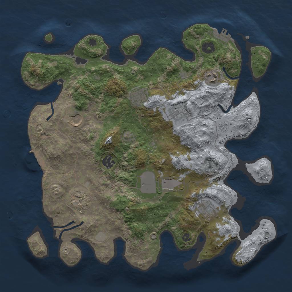 Rust Map: Procedural Map, Size: 3500, Seed: 21617358, 16 Monuments