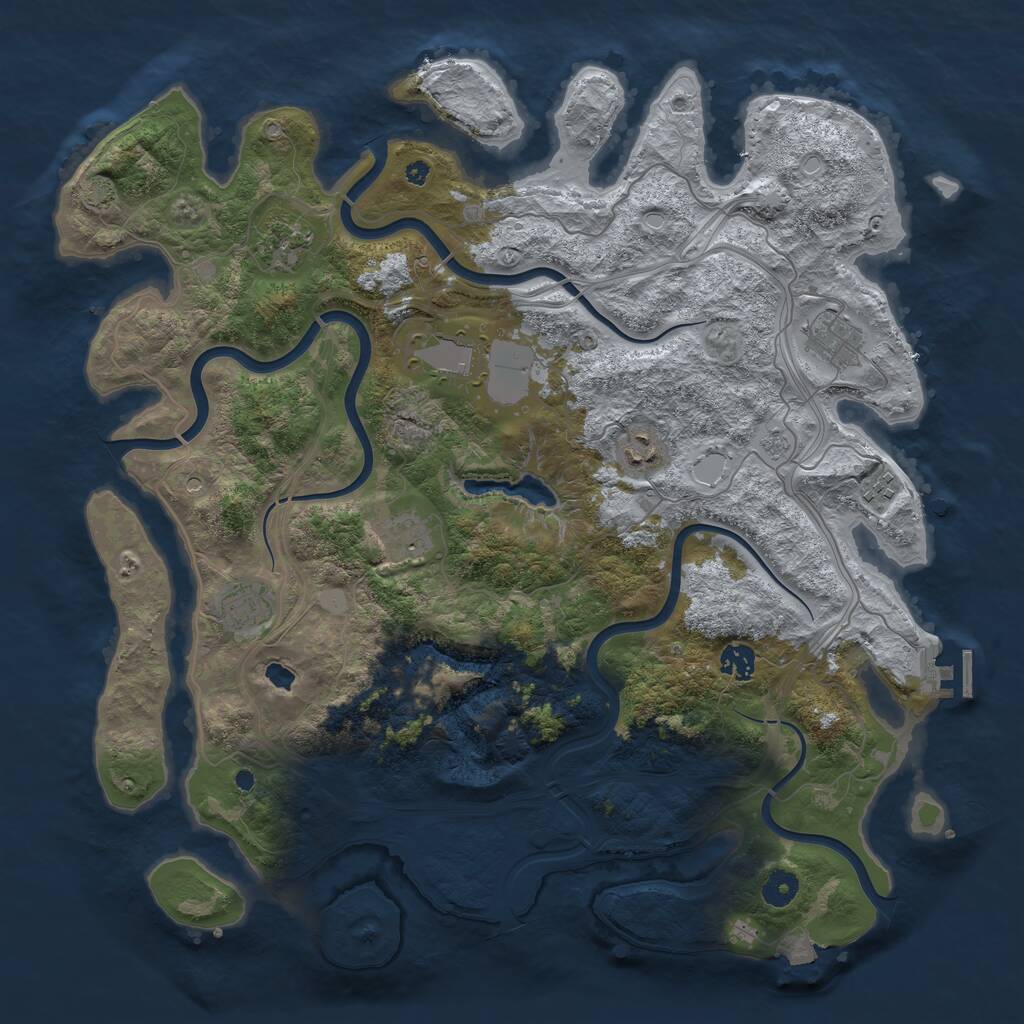 Rust Map: Procedural Map, Size: 4250, Seed: 1052869781, 13 Monuments