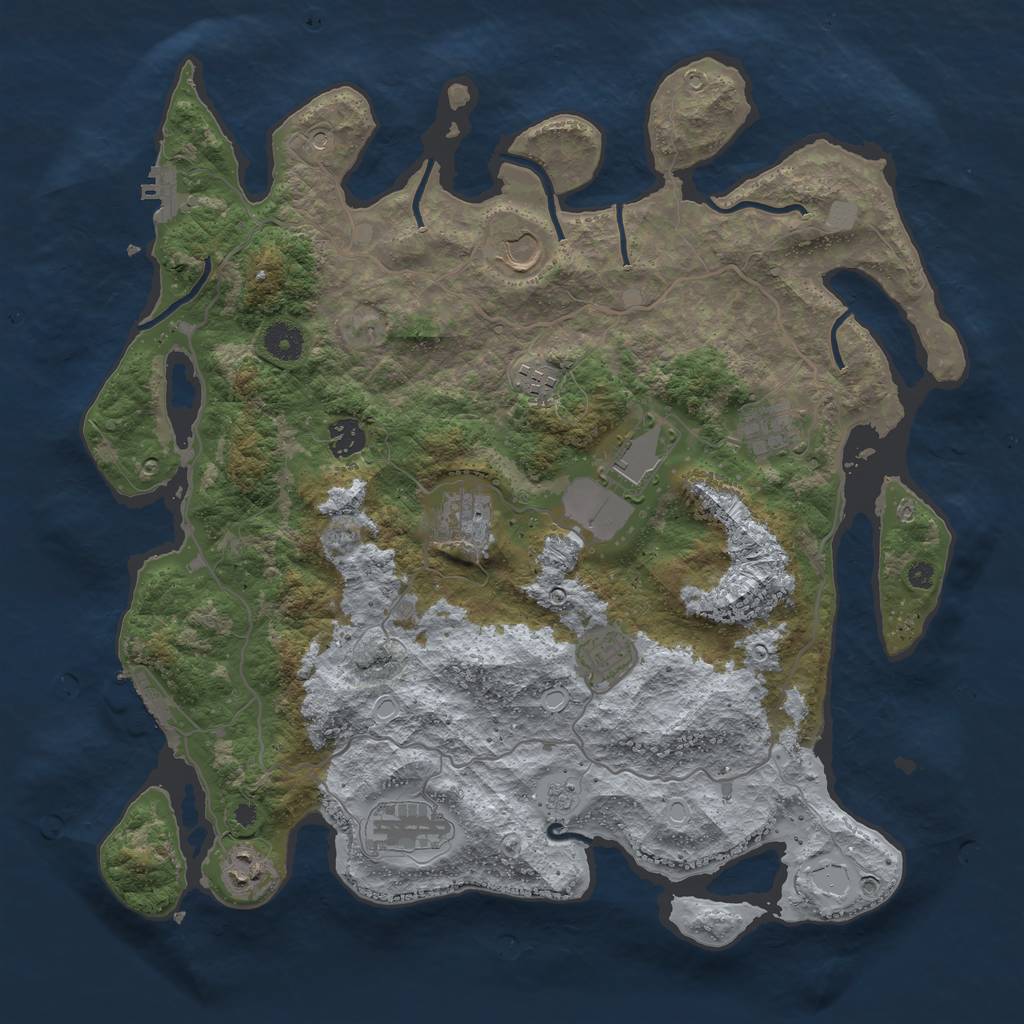 Rust Map: Procedural Map, Size: 4000, Seed: 873454274, 18 Monuments