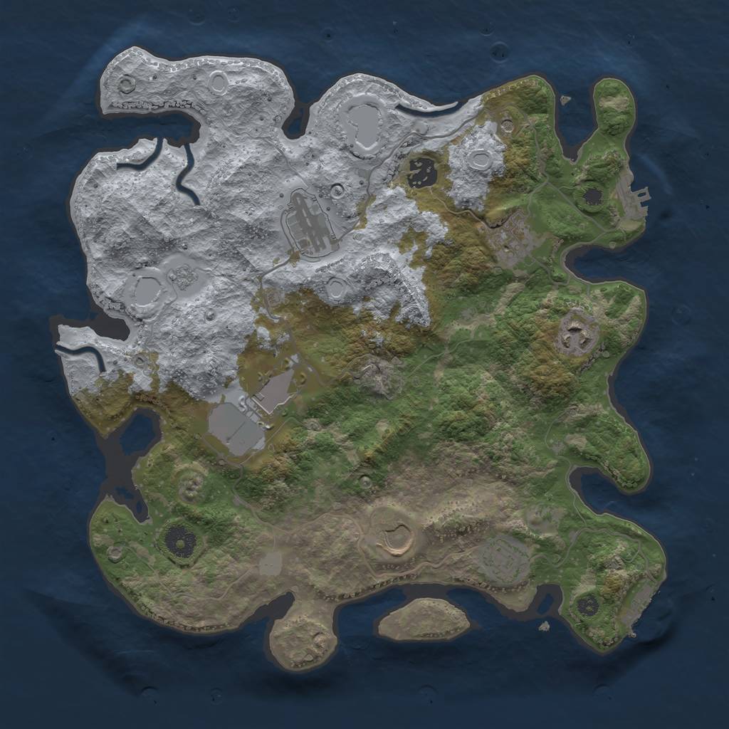 Rust Map: Procedural Map, Size: 3500, Seed: 28453971, 16 Monuments