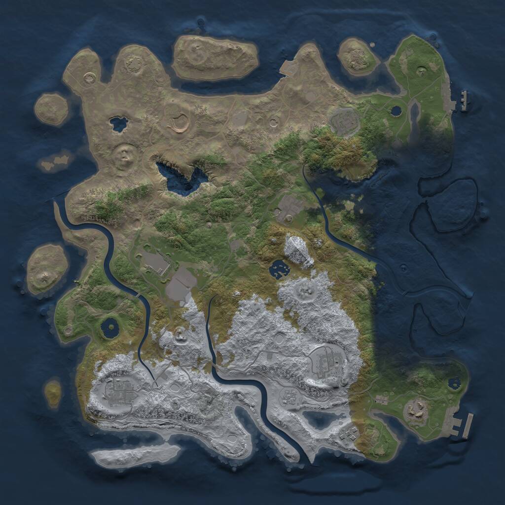 Rust Map: Procedural Map, Size: 4000, Seed: 73268, 15 Monuments