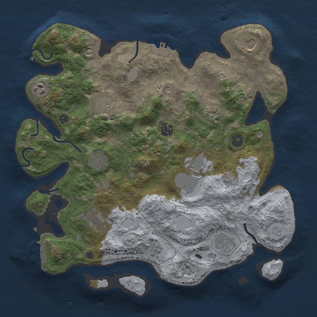 Rust Map: Procedural Map, Size: 3700, Seed: 1652740023, 19 Monuments