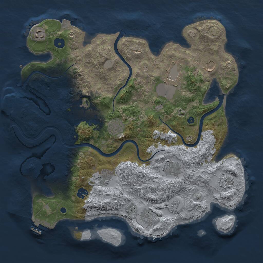 Rust Map: Procedural Map, Size: 3700, Seed: 1652740023, 17 Monuments