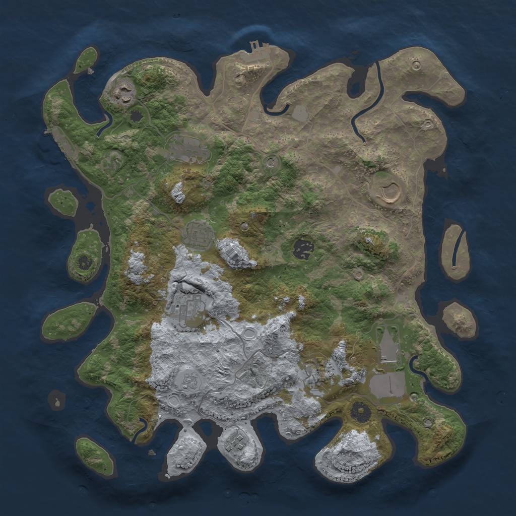 Rust Map: Procedural Map, Size: 3750, Seed: 8647505, 18 Monuments