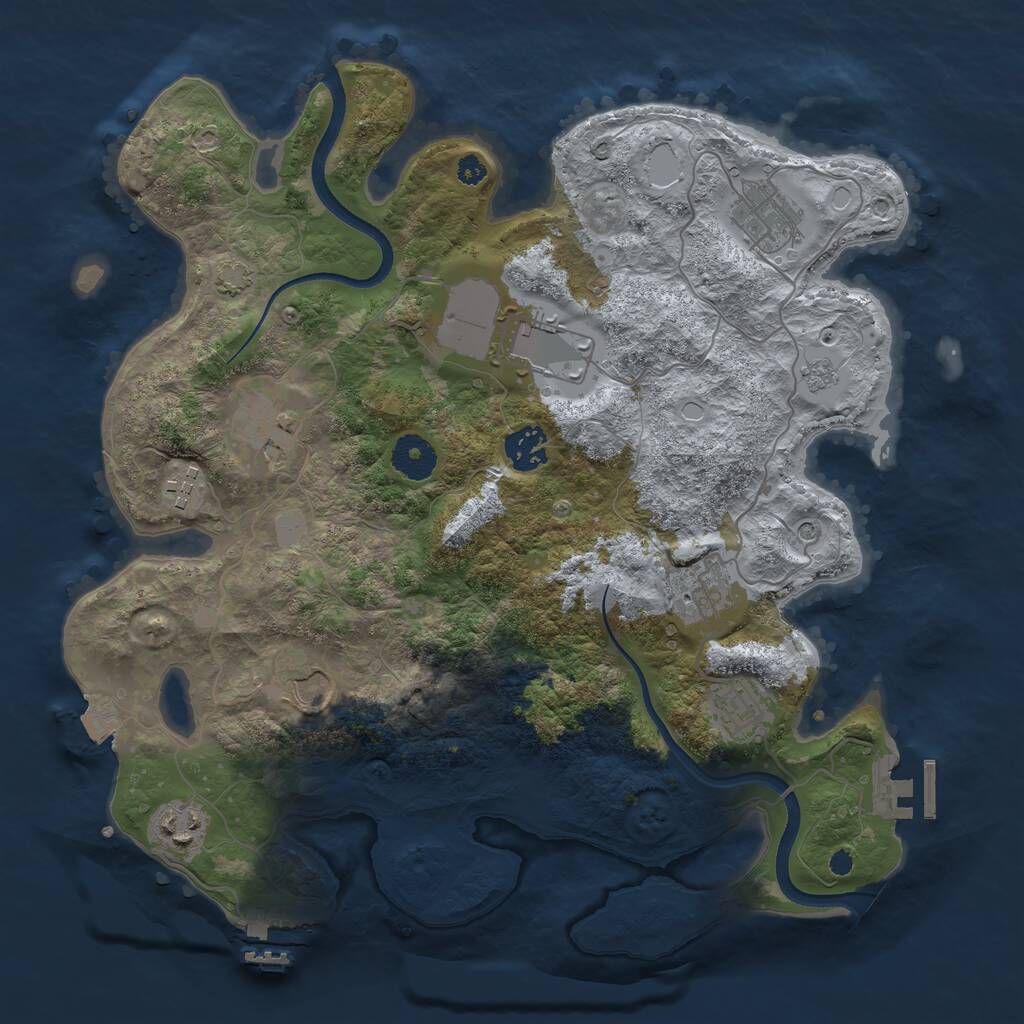Rust Map: Procedural Map, Size: 3500, Seed: 11660578, 15 Monuments