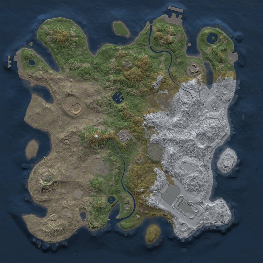 Rust Map: Procedural Map, Size: 3500, Seed: 76334865, 14 Monuments