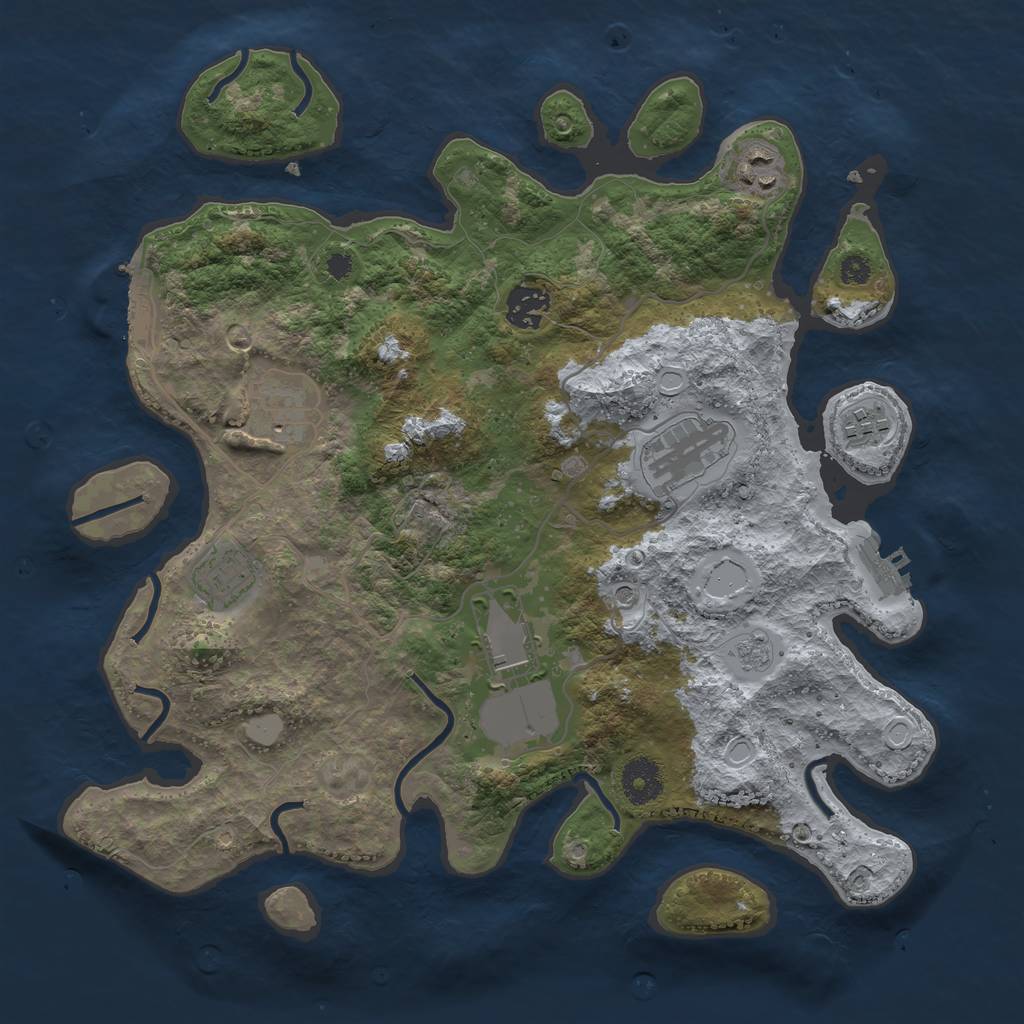 Rust Map: Procedural Map, Size: 3500, Seed: 2076695399, 16 Monuments