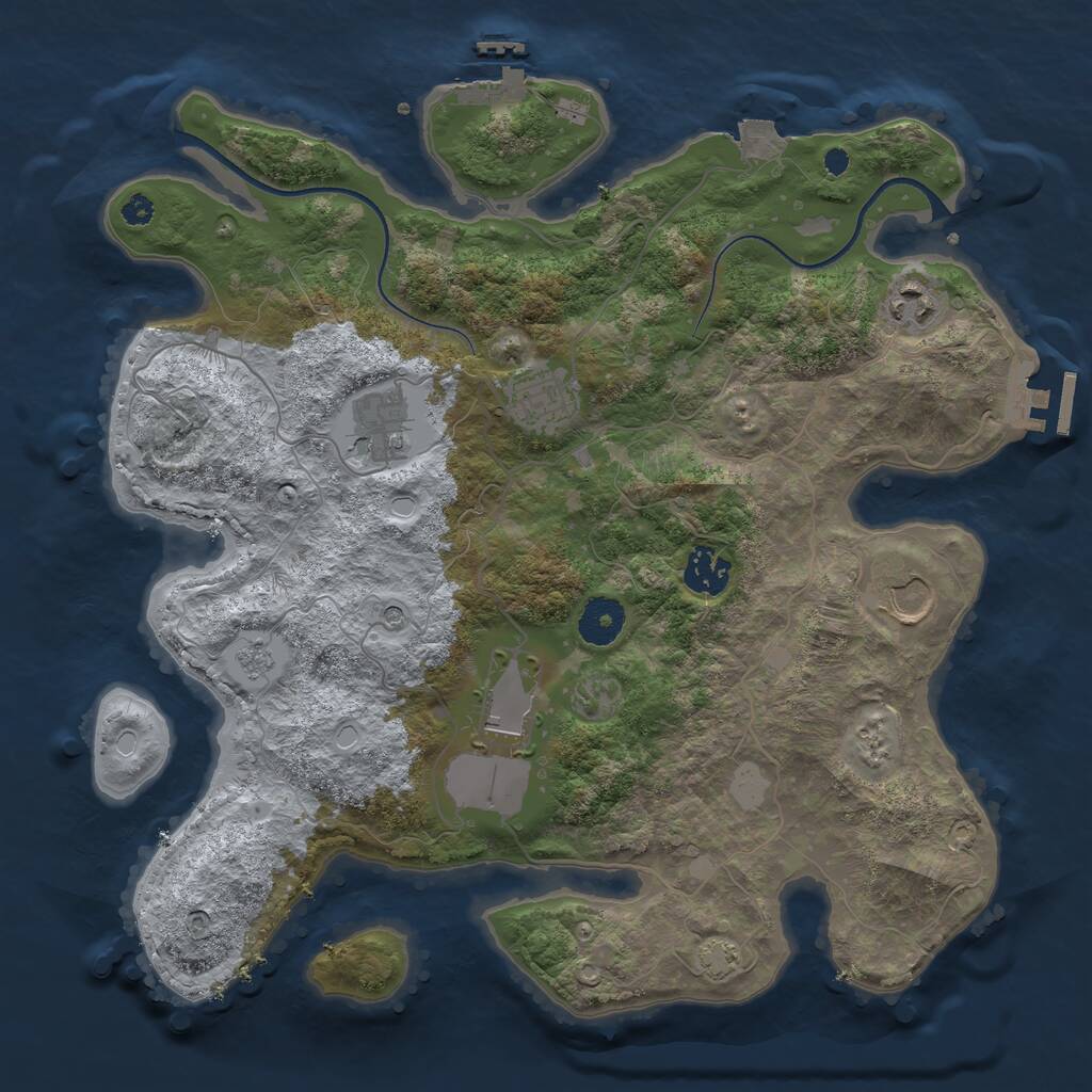 Rust Map: Procedural Map, Size: 3500, Seed: 1114362797, 12 Monuments