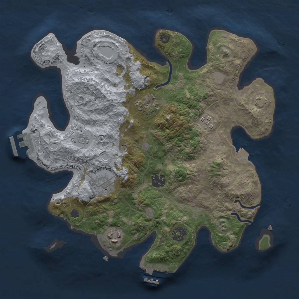 Rust Map: Procedural Map, Size: 3000, Seed: 739167856, 11 Monuments