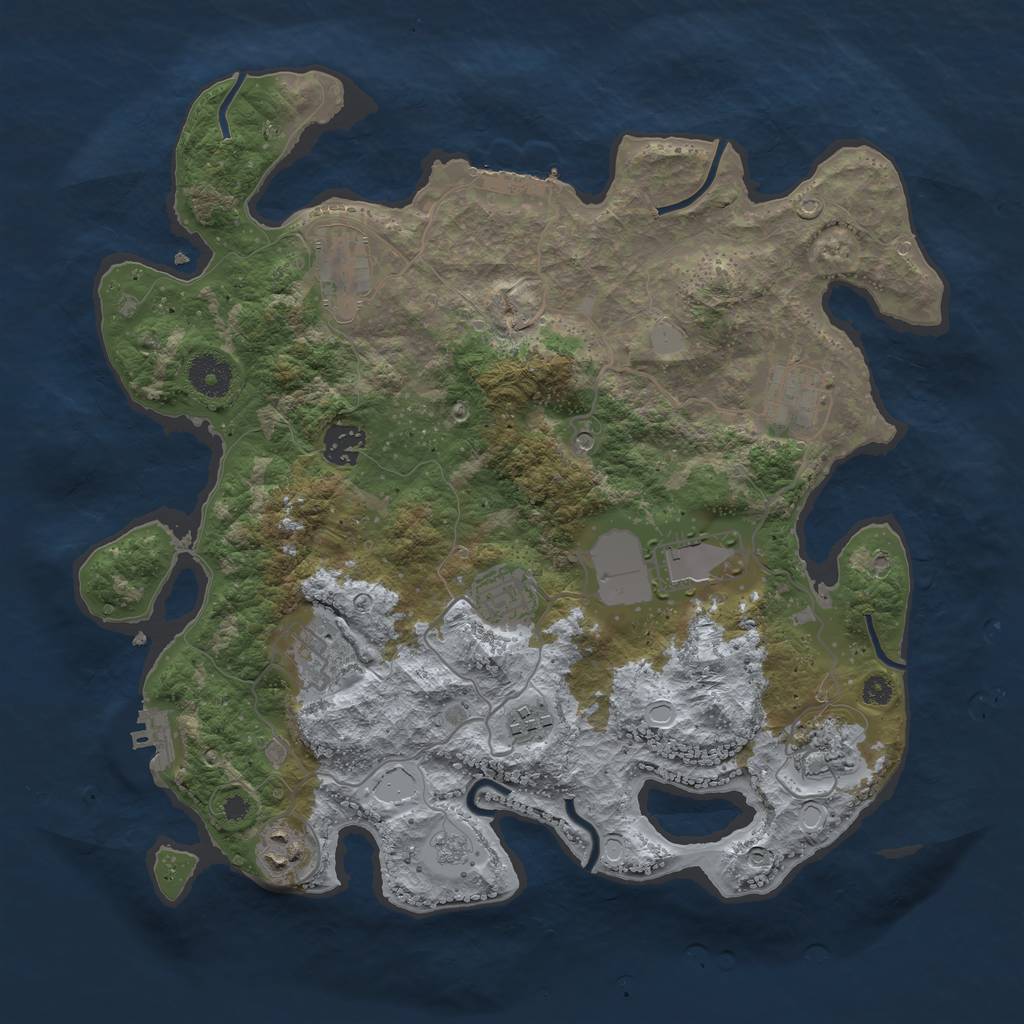 Rust Map: Procedural Map, Size: 3600, Seed: 449619, 18 Monuments
